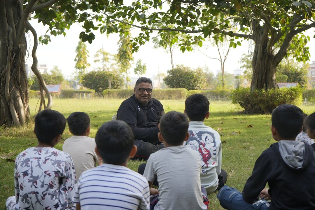 storyteller with children